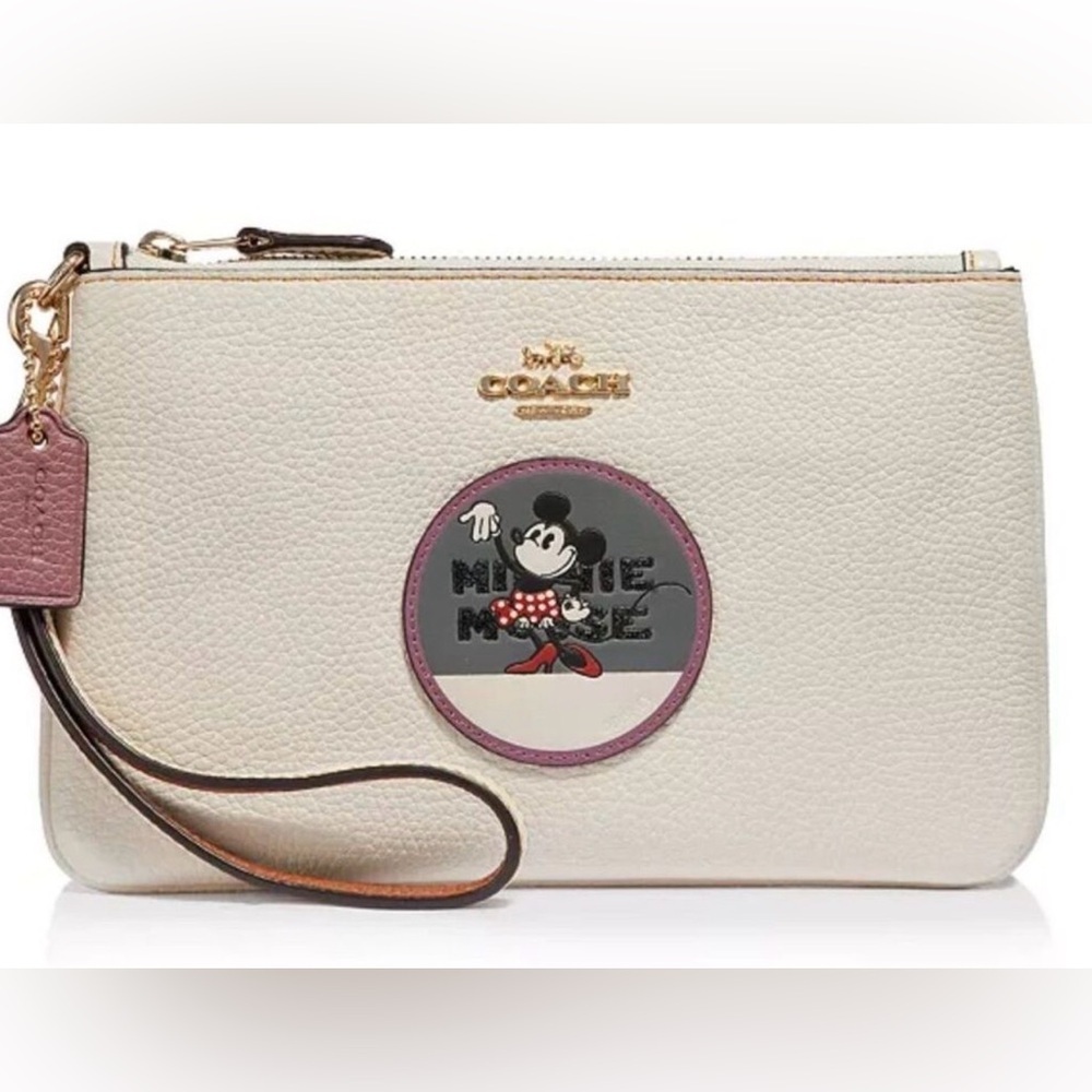 Coach Disney Minnie Mouse Pebble Leather Wristlet Wallet